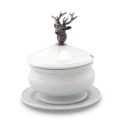 Elk Bust Porcelain Lidded Bowl by Vagabond House 