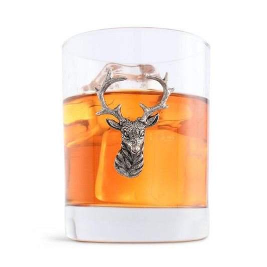 Elk Head Double Old Fashion Bar Glass by Vagabond House 