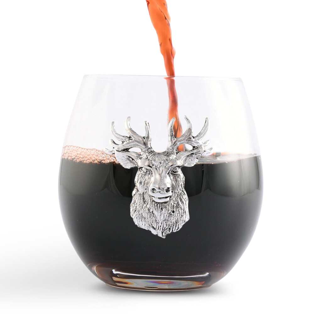 Elk Head Stemless Wine Glass - Set of 4 by Arthur Court Designs 1