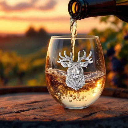 Elk Head Stemless Wine Glass - Set of 4 by Arthur Court Designs 2