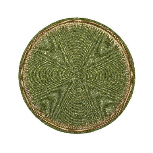 Enamor Placemat in Green & Gold - Set of 4 by Kim Seybert 