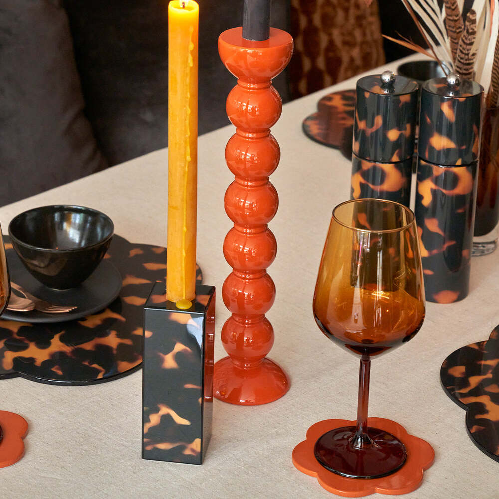 Extra Tall Orange Bobbin Candlestick - 33cm by Addison Ross Additional Image-2