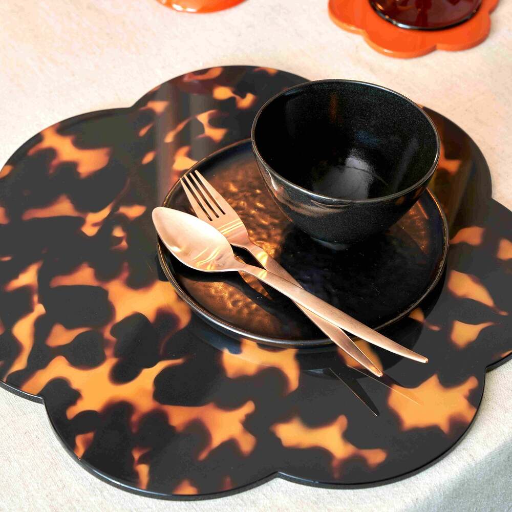 Faux Tortoiseshell Placemat - Set of 4 13"x13" by Addison Ross Additional Image-3