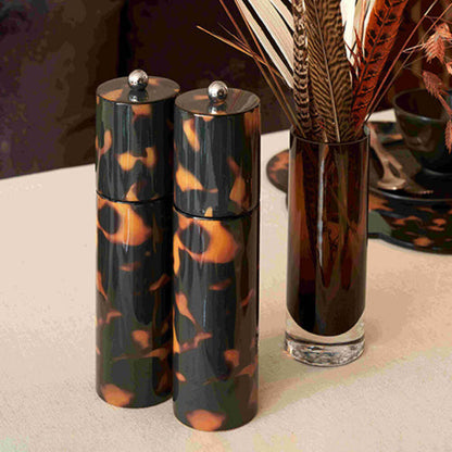 Faux Tortoiseshell Round Column Salt or Pepper Grinder 24cm by Addison Ross Additional Image-3