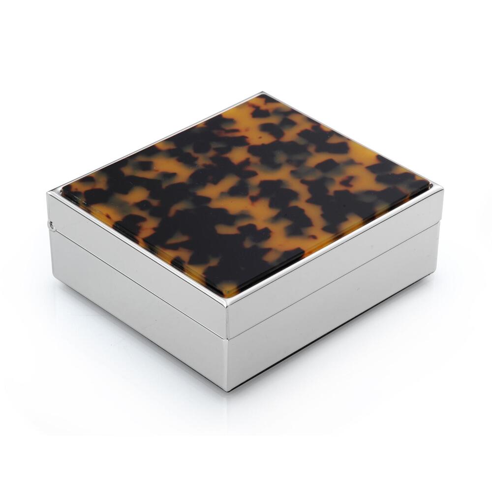 Faux Tortoiseshell & Silver Box 4" by Addison Ross