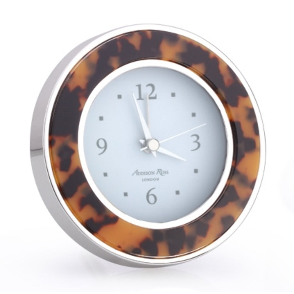 Faux Tortoiseshell & Silver Silent Alarm Clock by Addison Ross