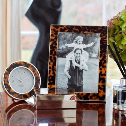 Faux Tortoiseshell & Silver Silent Alarm Clock by Addison Ross Additional Image-3