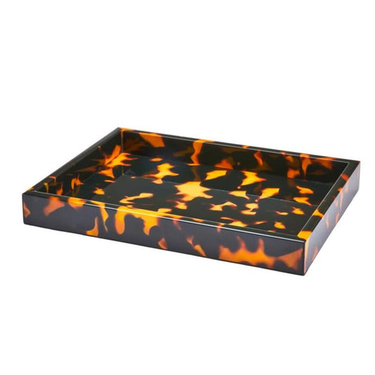 Faux Tortoiseshell Small Lacquered Serving Tray by Addison Ross 