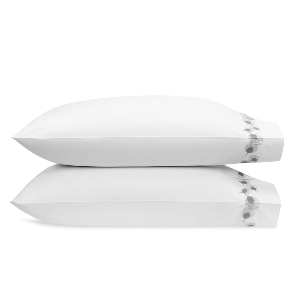 Feather Pillowcase Pair Platinum 
