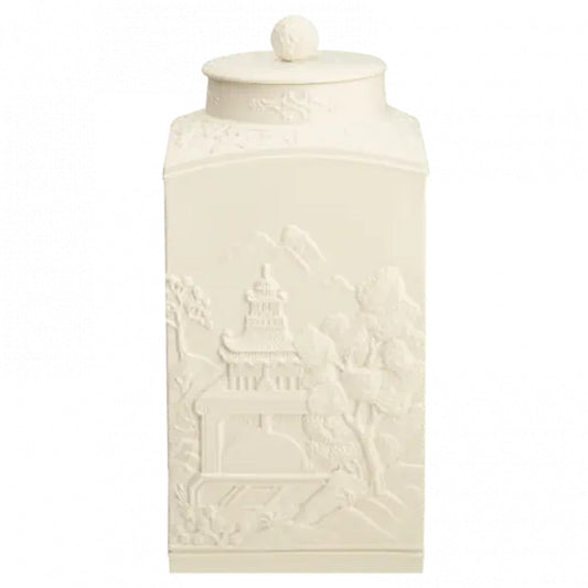 Figure Square Tea Jar with Cover by Mottahedeh