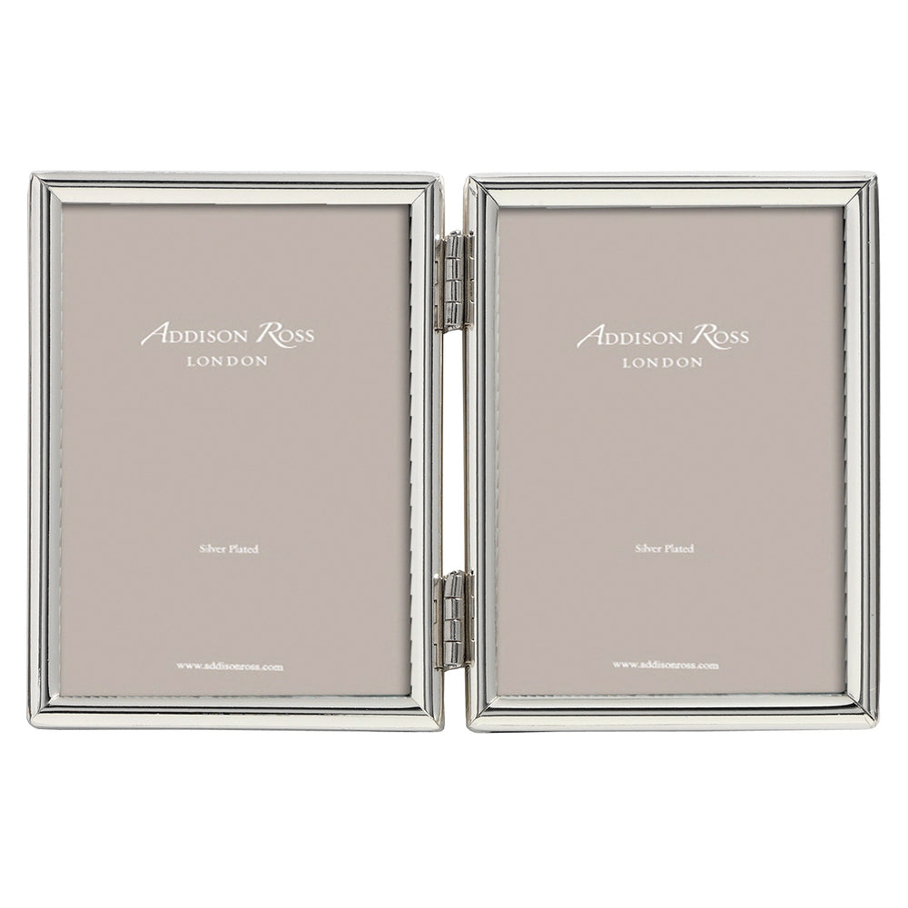 Fine Edged Silver Plated Double Photo Frame by Addison Ross