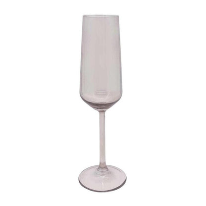 Fine Line Quartz with White Rim Champagne Flute Glass - Set of 4 by Mariposa 2