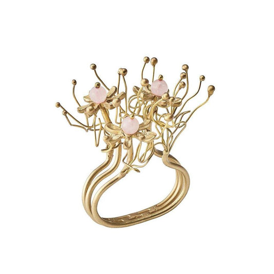 Flora Napkin Ring in Blush & Gold - Set of 4 by Kim Seybert 