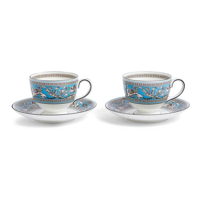 Florentine Turquoise Teacup & Saucer, Set Of 2 by Wedgwood
