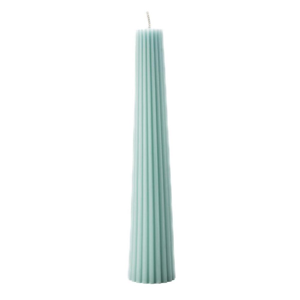 Fluted Pillar Candle, 13.5" - Robin'S Egg Blue by Simon Pearce 