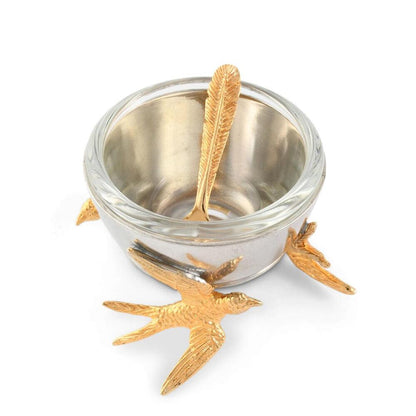 Flying Bird Gold Salt Cellar with Spoon by Vagabond House 1