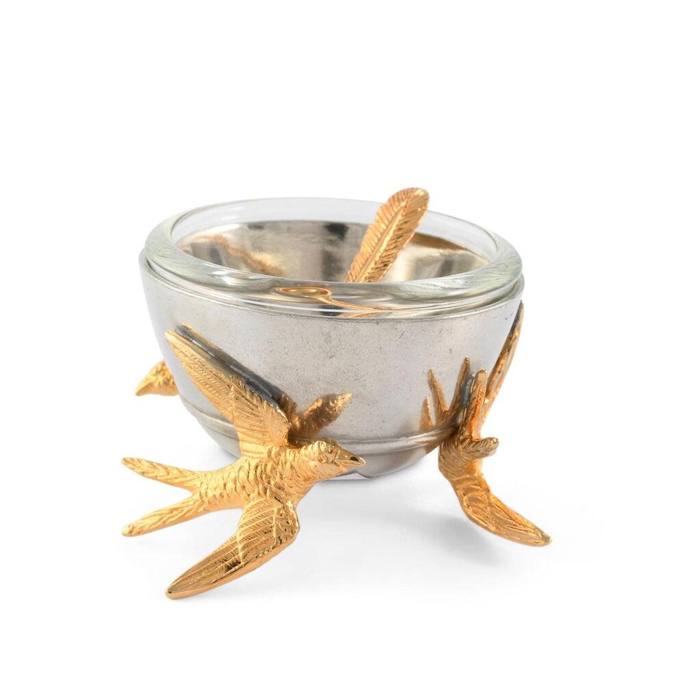 Flying Bird Gold Salt Cellar with Spoon by Vagabond House 2