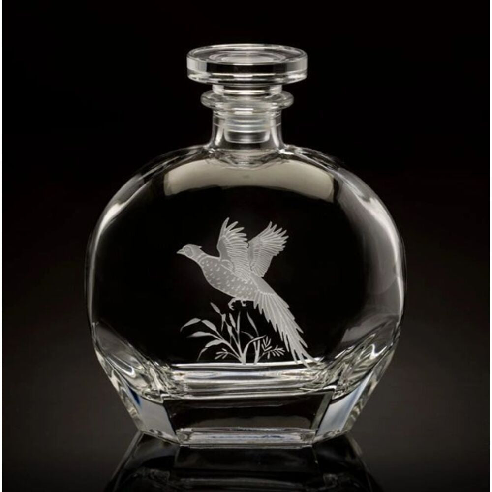 Flying Pheasant Round Decanter Upland Game Birds by Julie Wear 