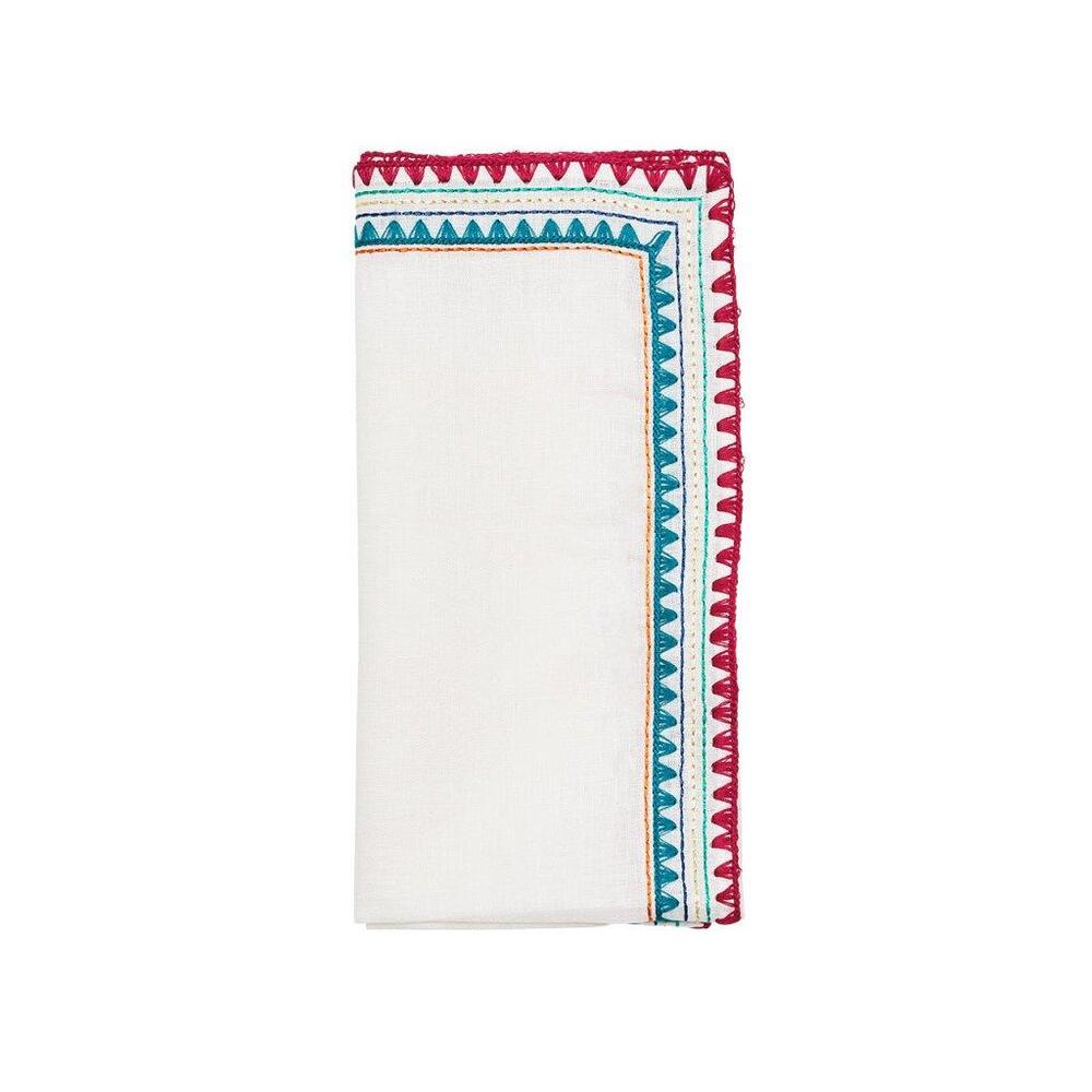 Frolic Napkin in White & Multi - Set of 4 by Kim Seybert 