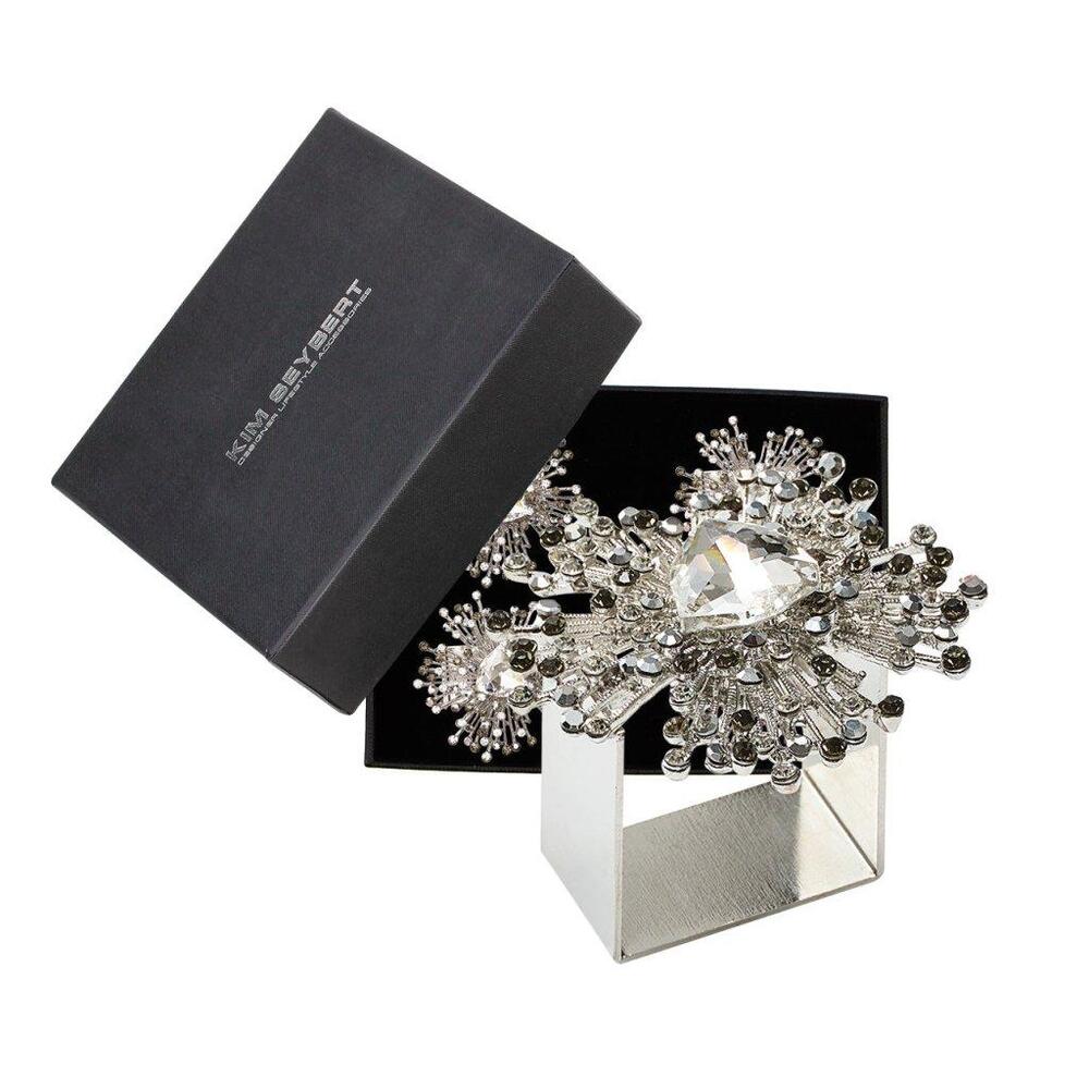 Gem Burst Napkin Ring in Crystal & Silver - Set of 4 in a Gift Box by Kim Seybert 4