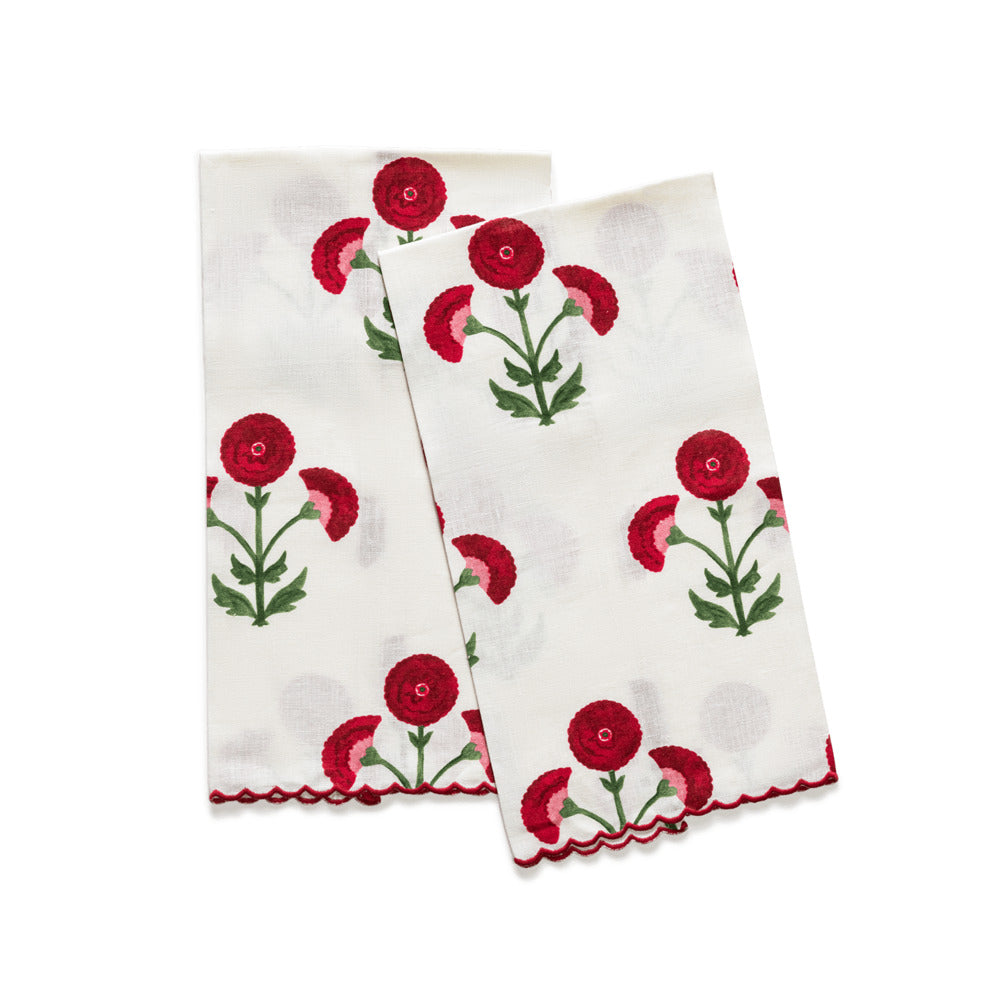 Gisele Guest Towels set of 2 Scarlet 