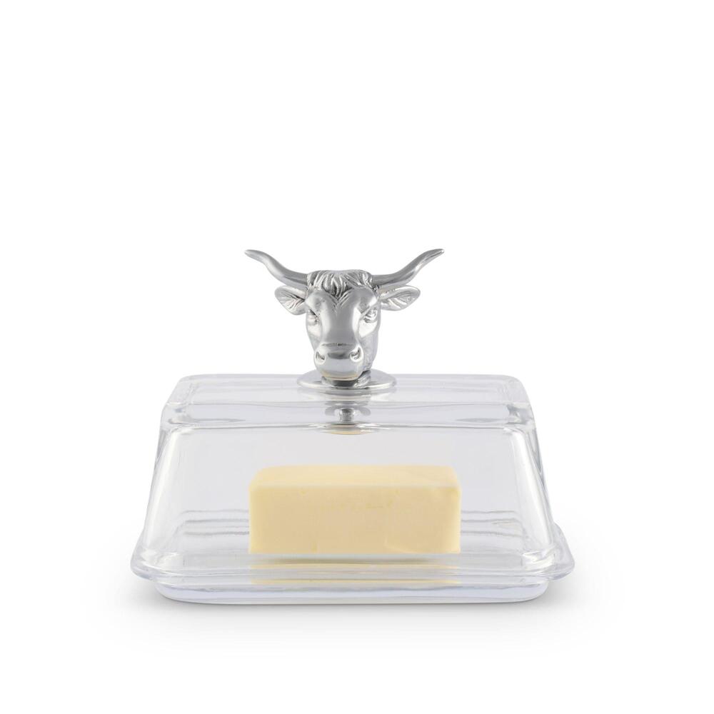 Glass Butter Dish - Cow by Arthur Court Designs 1