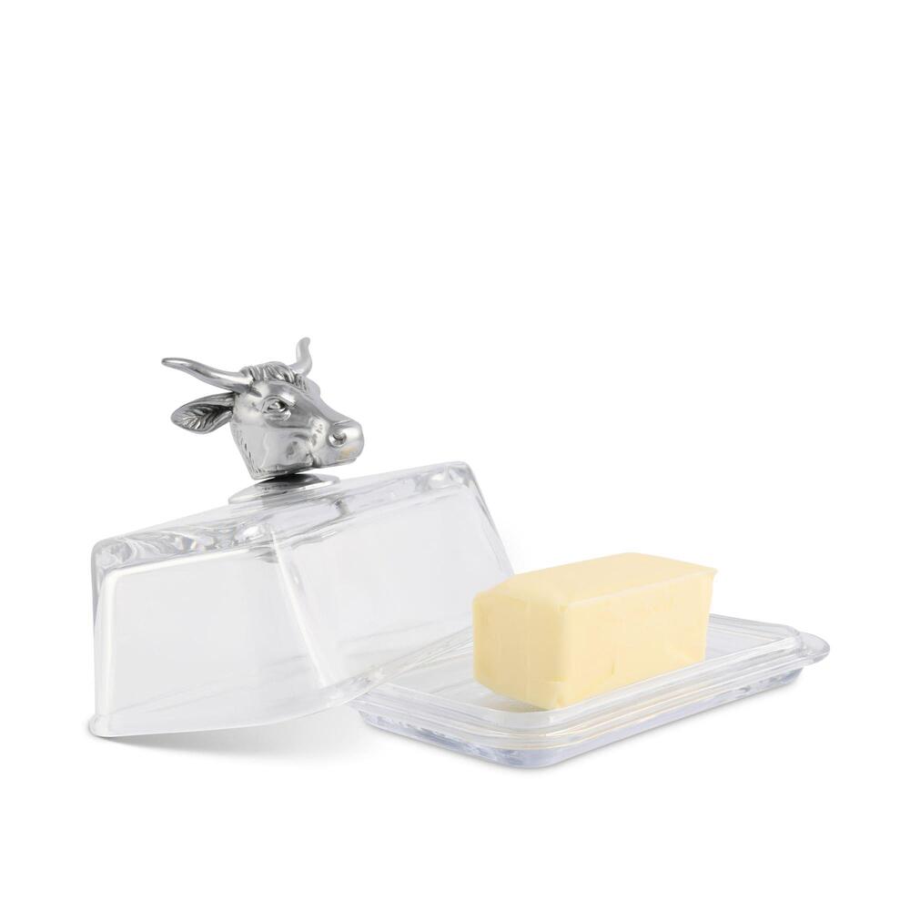 Glass Butter Dish - Cow by Arthur Court Designs