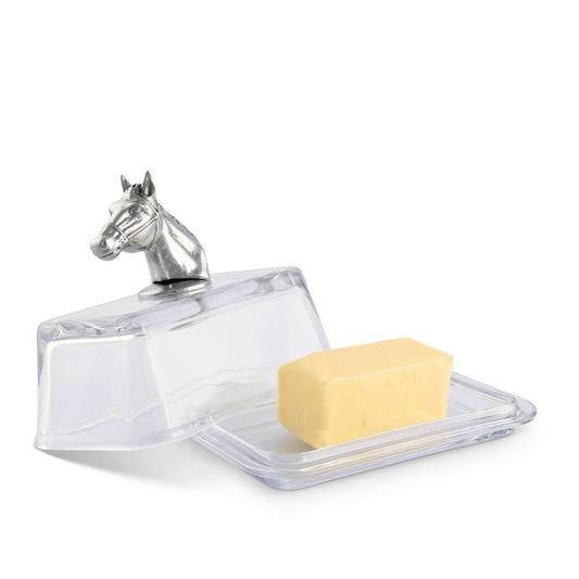 Glass Butter Dish - Horse Head by Arthur Court Designs