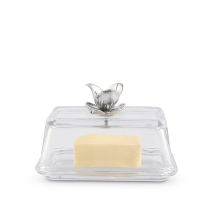 Glass Butter Dish - Magnolia by Arthur Court Designs 1