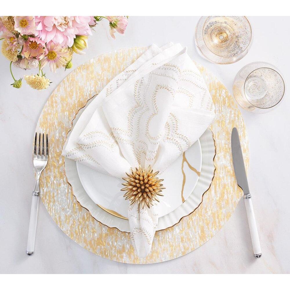 Glimmer Placemat in Yellow & Ivory - Set of 4 by Kim Seybert 3