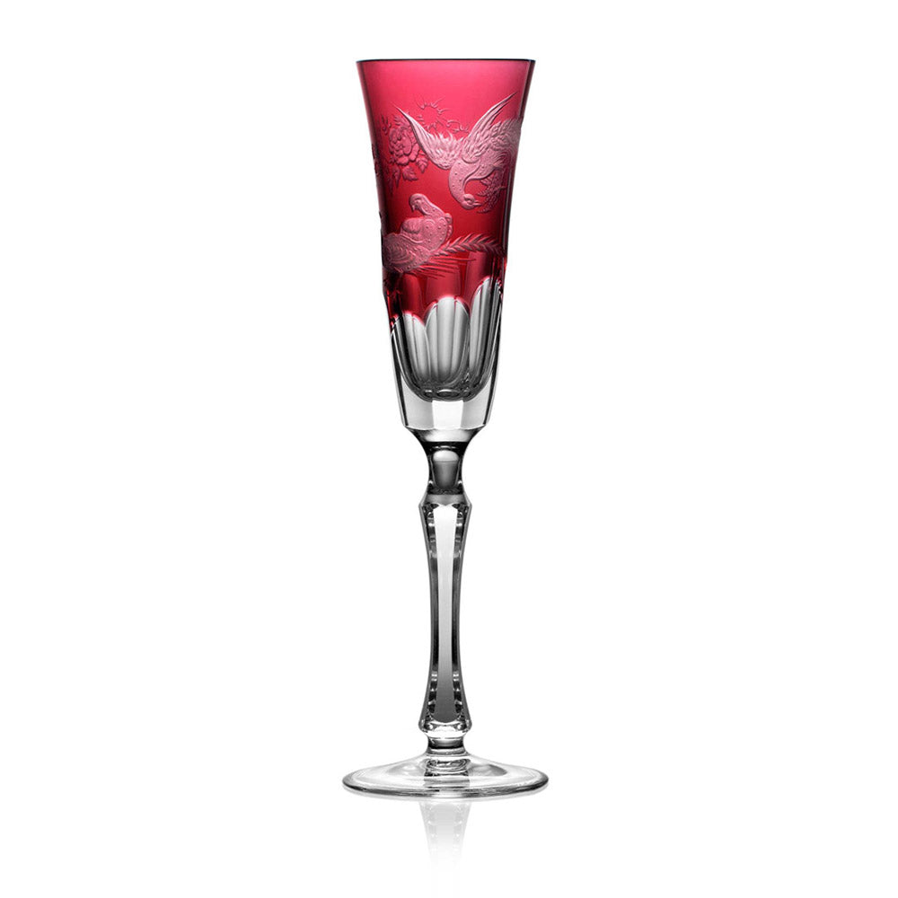 Gold Aves Raspberry Champagne Flute by Varga Crystal 