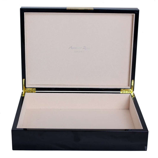 Gold Trim Black Storage Box 8"x11" by Addison Ross