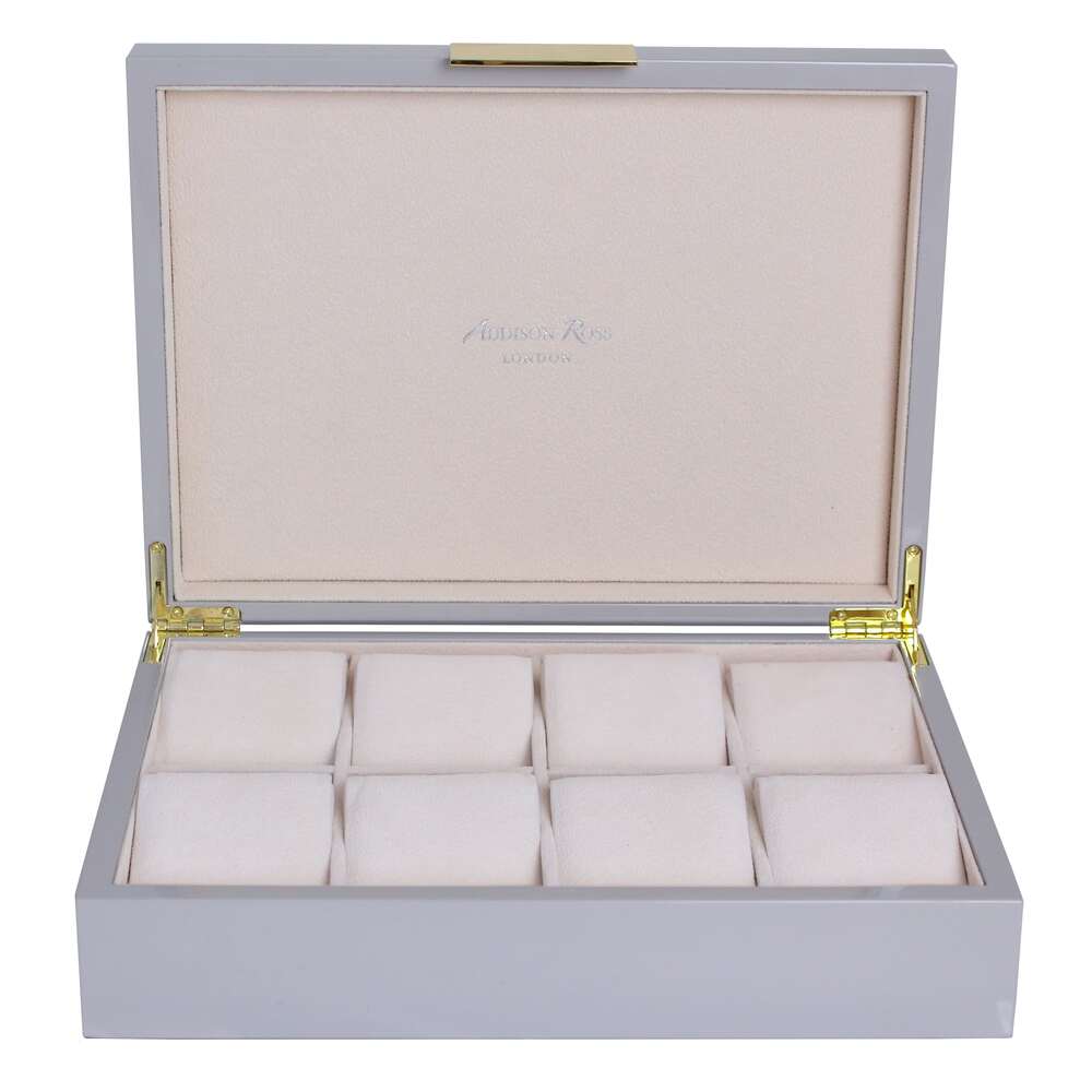 Gold Trim Chiffon Gray Watch Box 8"x11" by Addison Ross