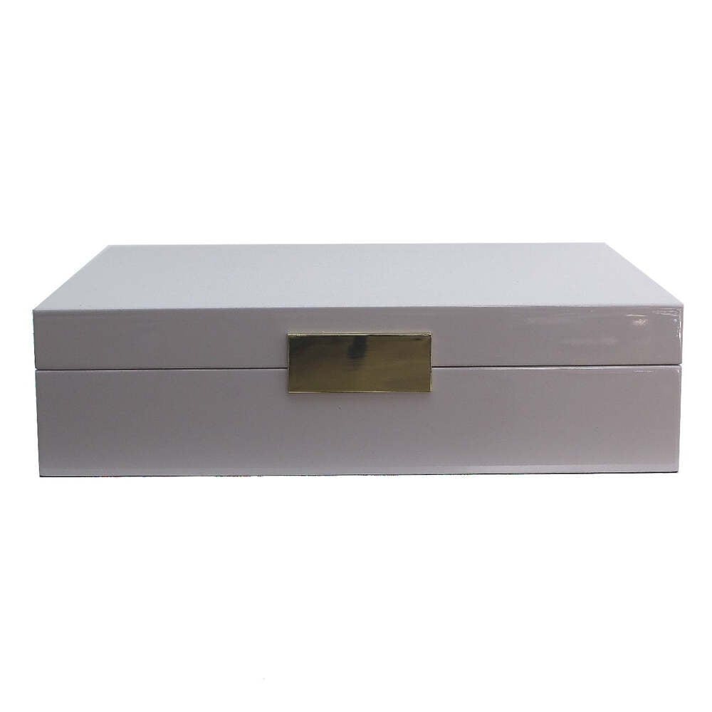 Gold Trim Chiffon Gray Watch Box 8"x11" by Addison Ross Additional Image-2