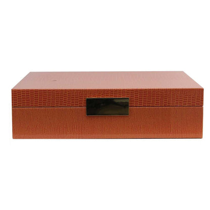 Gold Trim Orange Crocodile Storage Box 8"x11" by Addison Ross Additional Image-2