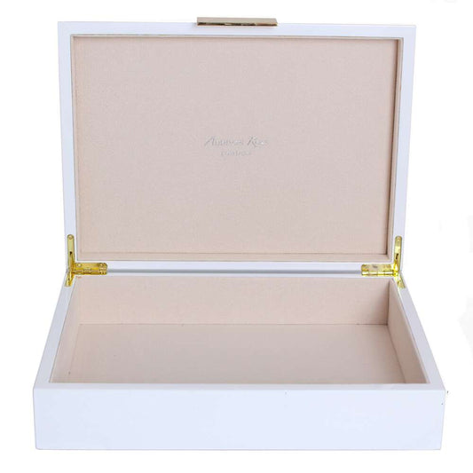 Gold Trim White Storage Box 8"x11" by Addison Ross