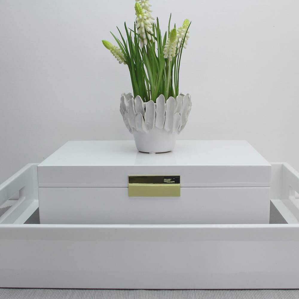 Gold Trim White Storage Box 8"x11" by Addison Ross Additional Image-2