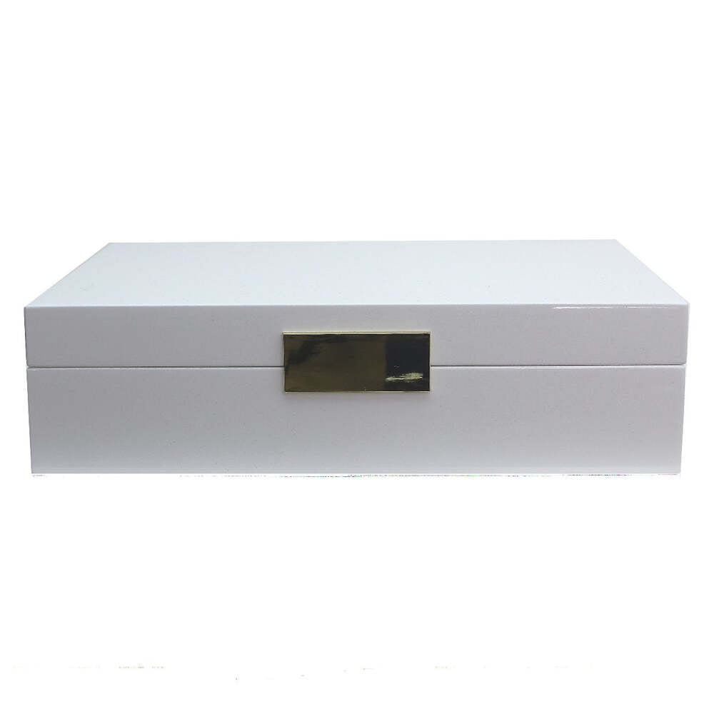 Gold Trim White Watch Box 8"x11" by Addison Ross Additional Image-2