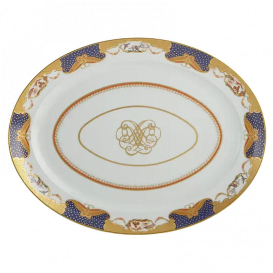 Golden Butterfly Oval Platter by Mottahedeh