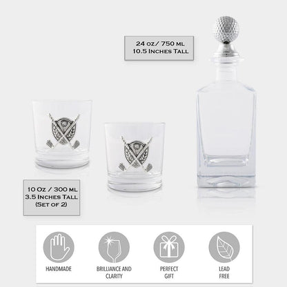 Golf Decanter Set with Pair Glasses by Vagabond House 2