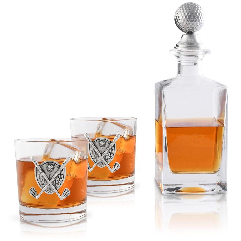 Golf Decanter Set with Pair Glasses by Vagabond House 