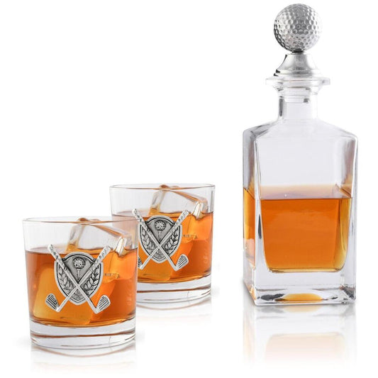 Golf Decanter Set with Pair Glasses by Vagabond House 