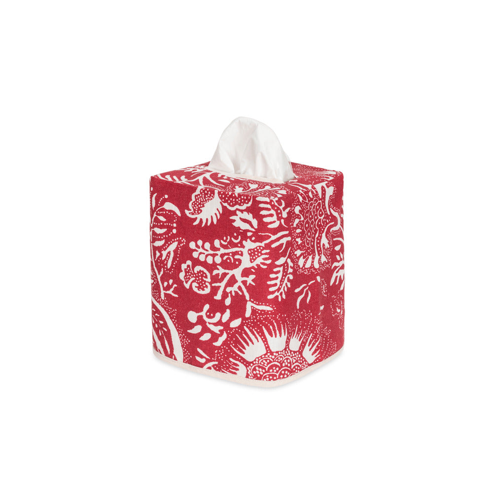 Granada Linen Tissue Box Cover Scarlet 