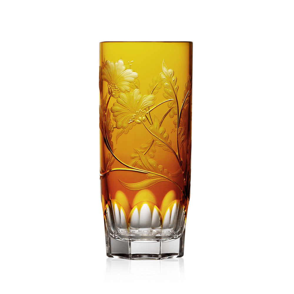 Green Derby Panel Amber Highball by Varga Crystal 