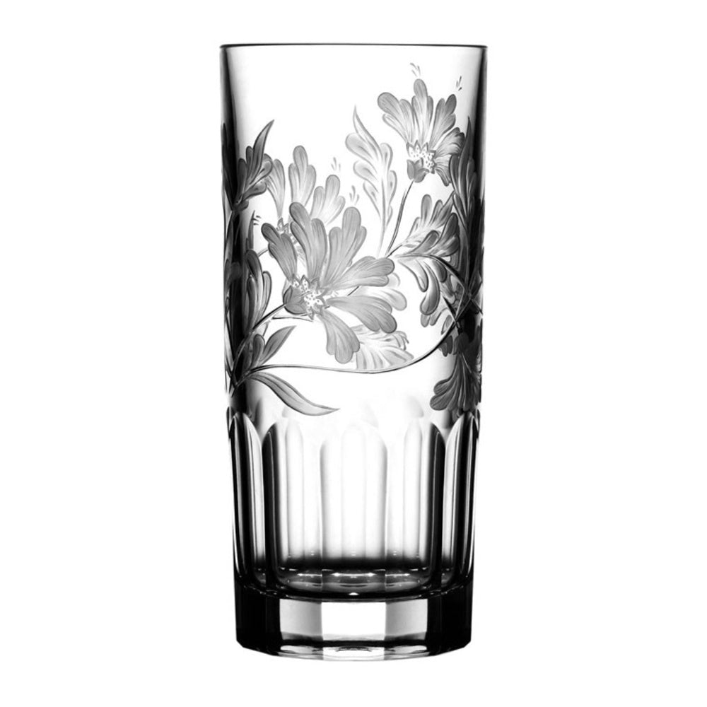 Green Derby Panel Clear Highball by Varga Crystal 