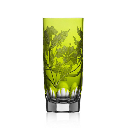 Green Derby Panel Yellow-Green Highball by Varga Crystal 