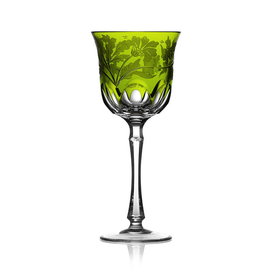 Green Derby Panel Yellow-Green Water Glass by Varga Crystal 