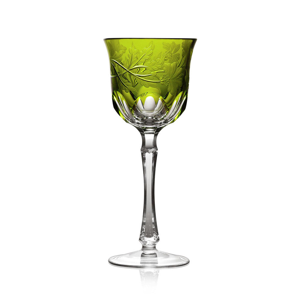 Green Derby Panel Yellow-Green Wine Hock by Varga Crystal 