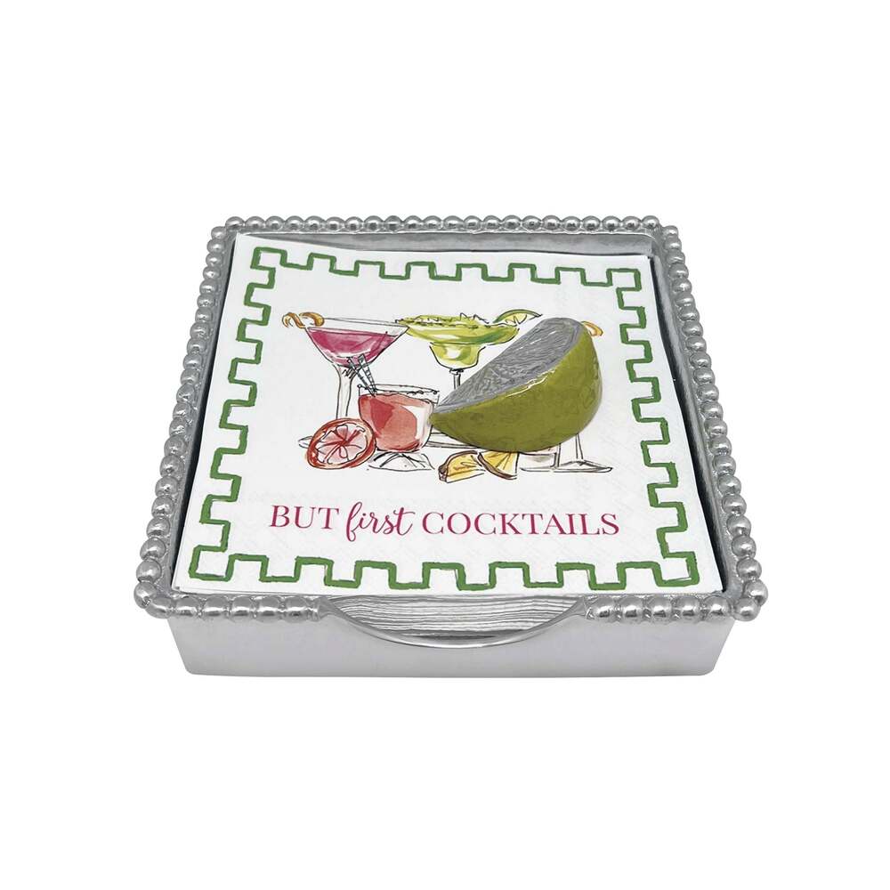 Green Lime Wedge Beaded Napkin Box Set by Mariposa