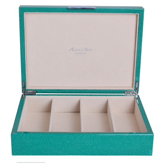 Green Shagreen Glasses Box: Silver Trim 8"x11" by Addison Ross